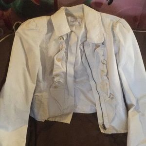 Micro striped Kahki zip up jacket